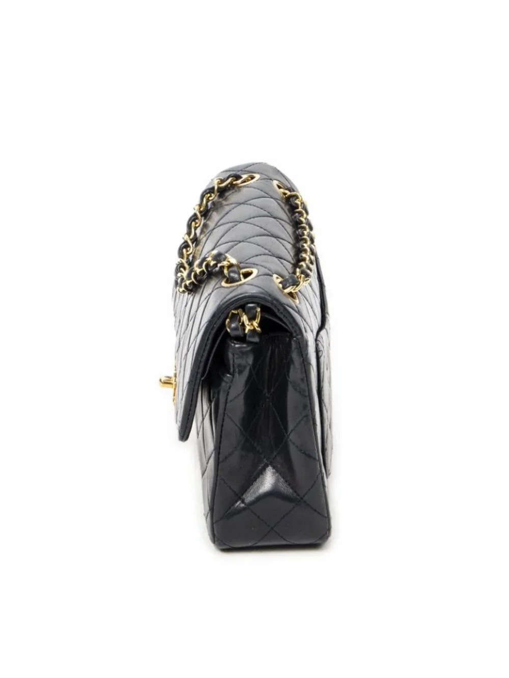 Chanel Quilted Double Flap Navy Lambskin Leather